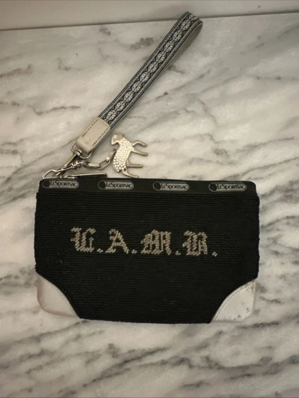 L.A.M.B For Lesportsac Gwen Stefani Micro Beaded Wristlet W/ Lamb Jeweled Charm